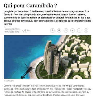 La Tribune. Région SUD. Qui pour Carambola 01042019